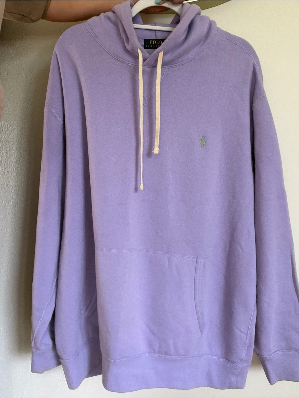 Ralph Lauren Lavender Pullover Hoodie with Cream Drawstrings